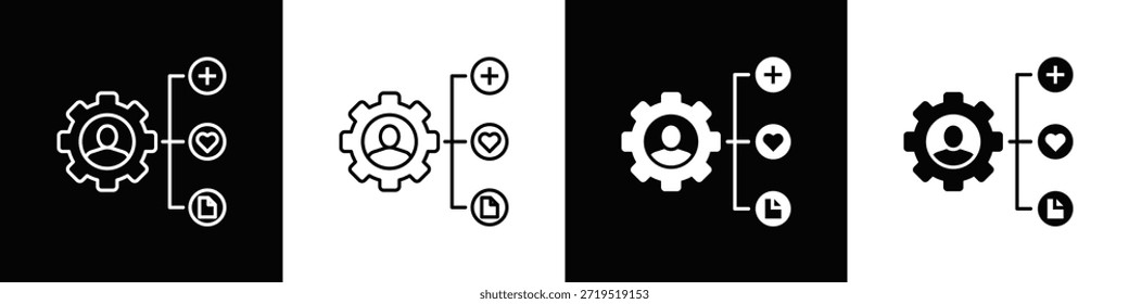 Icono de competencia con estilo minimalista blanco negro variante