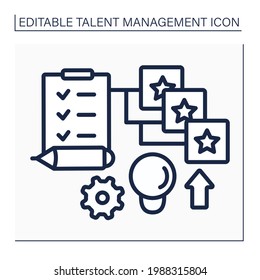 Competency models line icon. To do list. Career planning. Development and improving skills.Talent management concept. Isolated vector illustration. Editable stroke