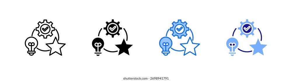Competency Multiple Style Icon Set Vector
