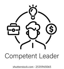 Ícone de líder competente em estilo linear 