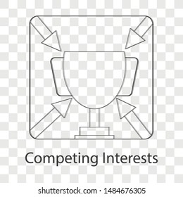 Competing interests icon on transparency background. Line vector illustration. 