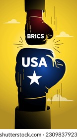 Competition and adversity and fighting the establishment as BRICS against a huge US Dollar as a symbol of overcoming challenges.