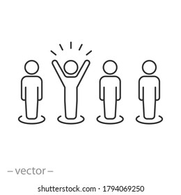 competition among different employee icon, group leader concept, thin line symbol on a white background, editable stroke vector illustration eps10