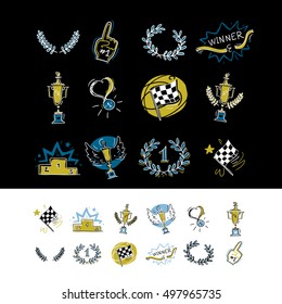 Competition awards sketch icons