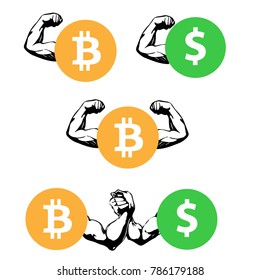 competition between bitcoin and the dollar, armestling, vector