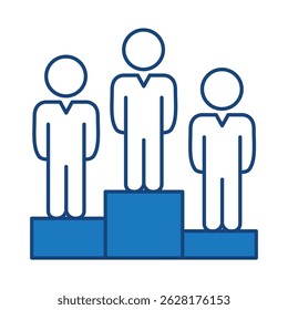 Competition Blue Line Icon. Award, Success, Achievement, Sport, Trophy, Medal, Champion, Winner, Leadership Editable Stroke Vector Illustration.
