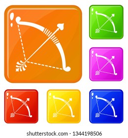 Competition bow icons set collection vector 6 color isolated on white background