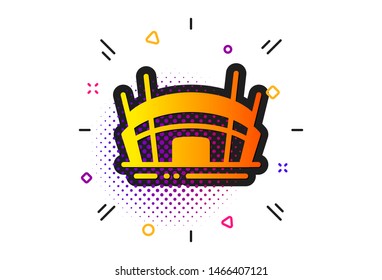 Competition building sign. Halftone circles pattern. Arena stadium icon. Sport complex symbol. Classic flat arena stadium icon. Vector