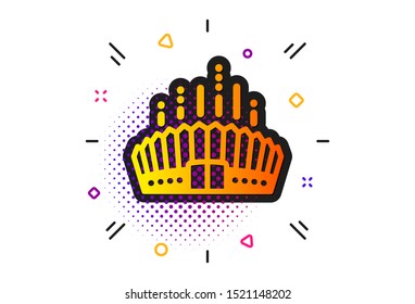 Competition building sign. Halftone circles pattern. Arena stadium icon. Sport complex symbol. Classic flat arena stadium icon. Vector