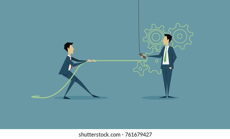 Competition of business. Concept business vector illustration. Leadership concept. Team leader. Not equal competition. Smart competition vector design.