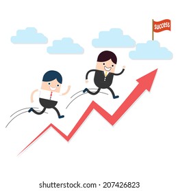 Competition business  jump over growing chart 