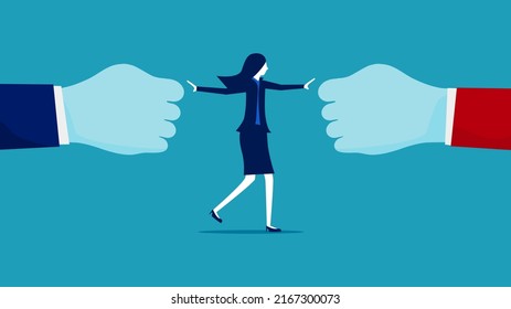 competition. Business women are forbidden from fighting each other. business concept