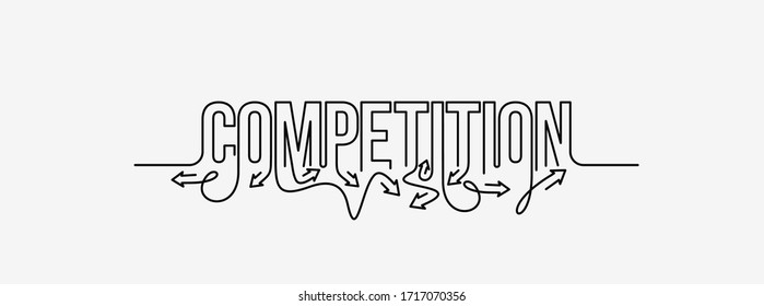 Competition Calligraphic line art Text banner poster vector illustration Design.