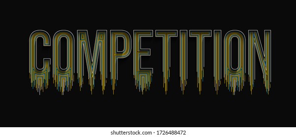 Competition Calligraphic line art Text banner poster vector illustration Design.