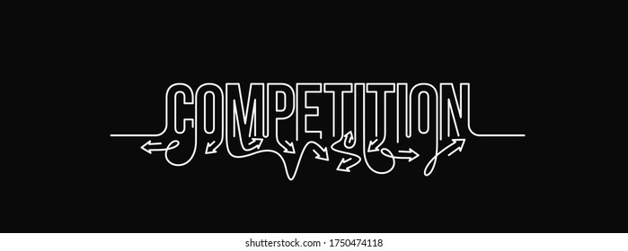 Competition Calligraphic line art Text banner poster vector illustration Design.