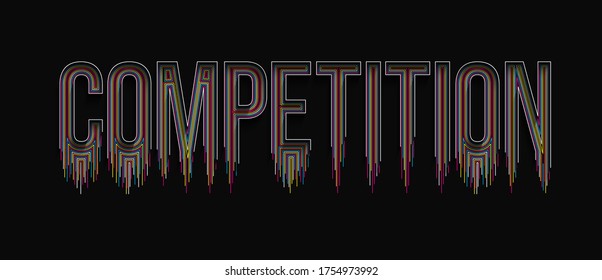 Competition Calligraphic line art Text banner poster vector illustration Design.