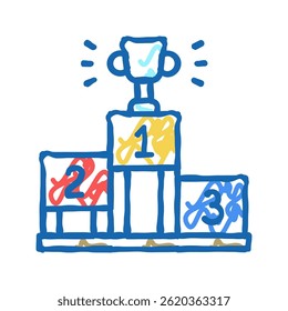 competidor campeão pedestal ícone doodle esboço vetor. competição campeão pedestal sinal. símbolo isolado ilustração