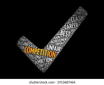 Competition check mark word cloud, business concept background