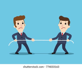 Competition concept.
Business people. Businessmen in suit pull the rope
symbol of rivalry, Corporate conflicts.
competition, conflict.
business vector illustration flat cartoon.