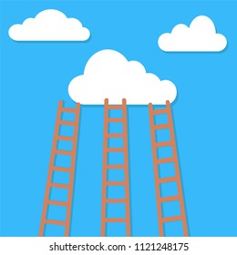competition concept, clouds with ladders, stock vector illustration