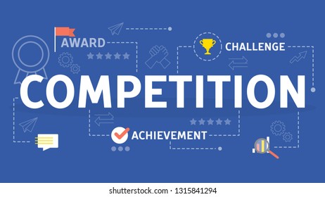 Competition concept. Idea of business race and ambition. Compete to get achievement and success. Isolated vector flat illustration