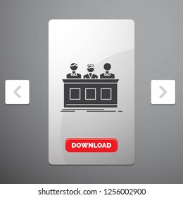 competition, contest, expert, judge, jury Glyph Icon in Carousal Pagination Slider Design & Red Download Button