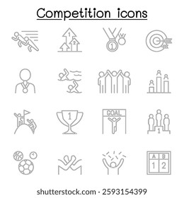 Competition, contest, tournament icon set in thin line style