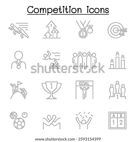Competition, contest, tournament icon set in thin line style