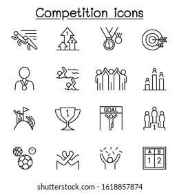 Competition, contest, tournament icons set in thin line style