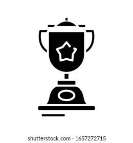 Competition cup black icon, concept illustration, vector flat symbol, glyph sign.