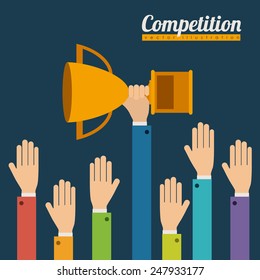 Competition design over blue background, vector illustration.
