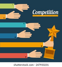 Competition design over blue background, vector illustration.