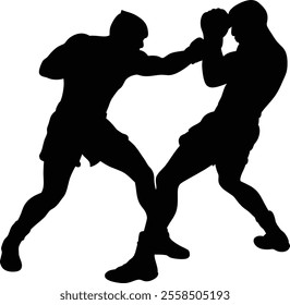 competition, fight, sport, training, boxer, boxing, man, fighter, ring, vector, punch, strong, champion, glove, knockout, athlete, symbol, silhouette, victory, icon, sticker, kickboxing, box, people