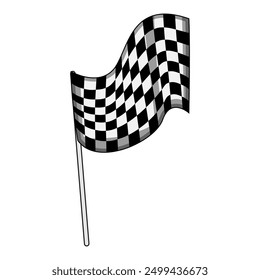 competition finish flag cartoon. sport win, auto location, pin checker competition finish flag sign. isolated symbol vector illustration