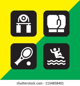 competition icon. 4 competition set with boxing gloves, swimming pool and sports and competition vector icons for web and mobile app