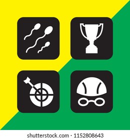 competition icon. 4 competition set with sports and competition, trophy shape and spermatozoon vector icons for web and mobile app