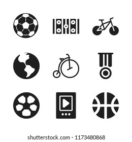 competition icon. 9 competition vector icons set. player, hockey pitch and bicycle icons for web and design about competition theme