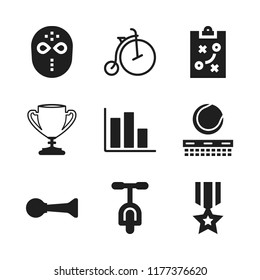 competition icon. 9 competition vector icons set. medal, hockey mask and big trophy icons for web and design about competition theme