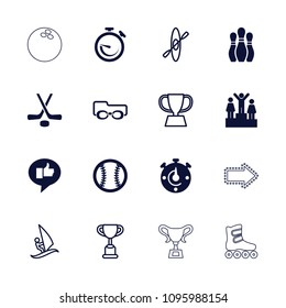 Competition icon. collection of 16 competition filled and outline icons such as hockey, baseball, bowling, ranking, stopwatch. editable competition icons for web and mobile.