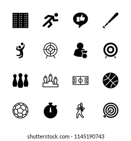 Competition icon. collection of 16 competition filled and outline icons such as field, running, volleyball player, baseball bat. editable competition icons for web and mobile.