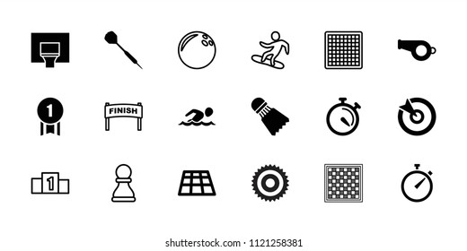 Competition icon. collection of 18 competition filled and outline icons such as dance floor, stopwatch, basketball basket, dart. editable competition icons for web and mobile.