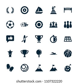 Competition icon. collection of 25 competition filled icons such as ranking, basketball, sailboat, dance floor, football ball. editable competition icons for web and mobile.