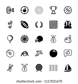 Competition icon. collection of 25 competition filled and outline icons such as chess board, target, olive branch, judo. editable competition icons for web and mobile.