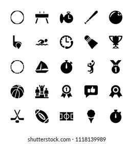 Competition icon. collection of 25 competition filled icons such as basketball, sailboat, bowling ball, golf, volleyball player. editable competition icons for web and mobile.