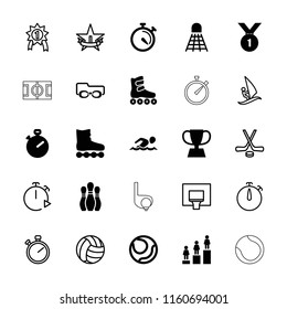 Competition icon. collection of 25 competition filled and outline icons such as ranking, stopwatch, trophy, bowling. editable competition icons for web and mobile.