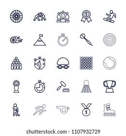 Competition icon. collection of 25 competition outline icons such as ranking, bowling, dart, auction, golf player, snowboard. editable competition icons for web and mobile.