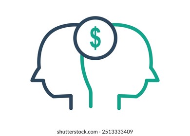 Ícone de concorrência. estilo de ícone de linha. head com dólar. ícone relacionado a SWOT. elementos de negócios ilustração de vetor
