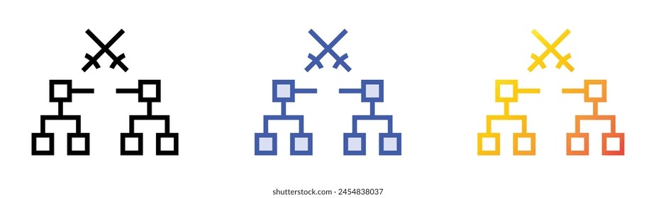 icono de la competencia. Diseño de estilo de relleno lineal, azul y degradado aislado sobre fondo blanco