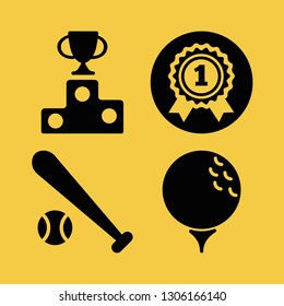 competition icon set with baseball, medal and podium vector illustration