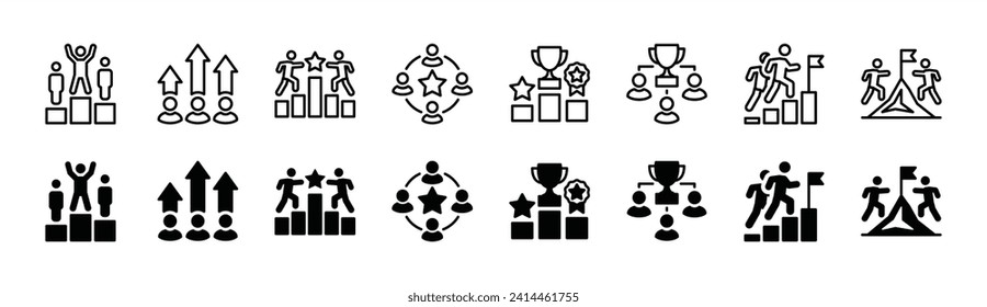 Competition icon set. Success icons. Competition winner, victory, and award icons symbol. Vector illustration